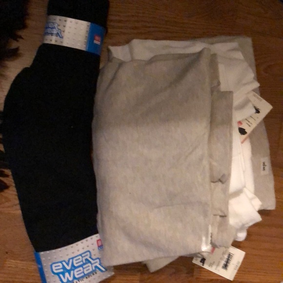 (3) L long sleeves T shirts and one pack of socks - Picture 2 of 2